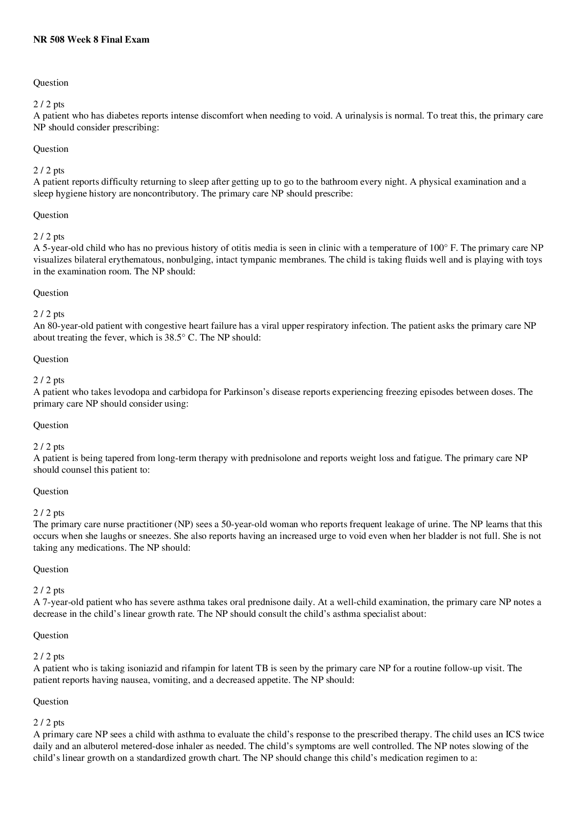 Preview image for NR 508 Week 8 Final Exam